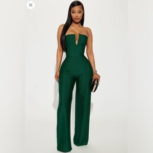 Elegant Green Strapless  Bandage Jumpsuit